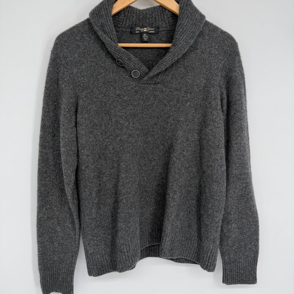 Pronto Uomo Sweater Men’s XL Wool Fisherman Shawl Collar Heritage Gray Classic